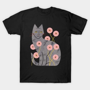 Tabby Cat and Wildflowers T-Shirt